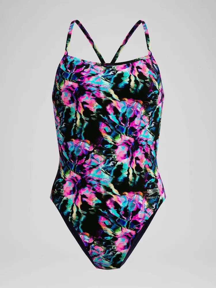 Speedo Women´s FL Solid V-Back 2.0 Glitchy Garden/Black
