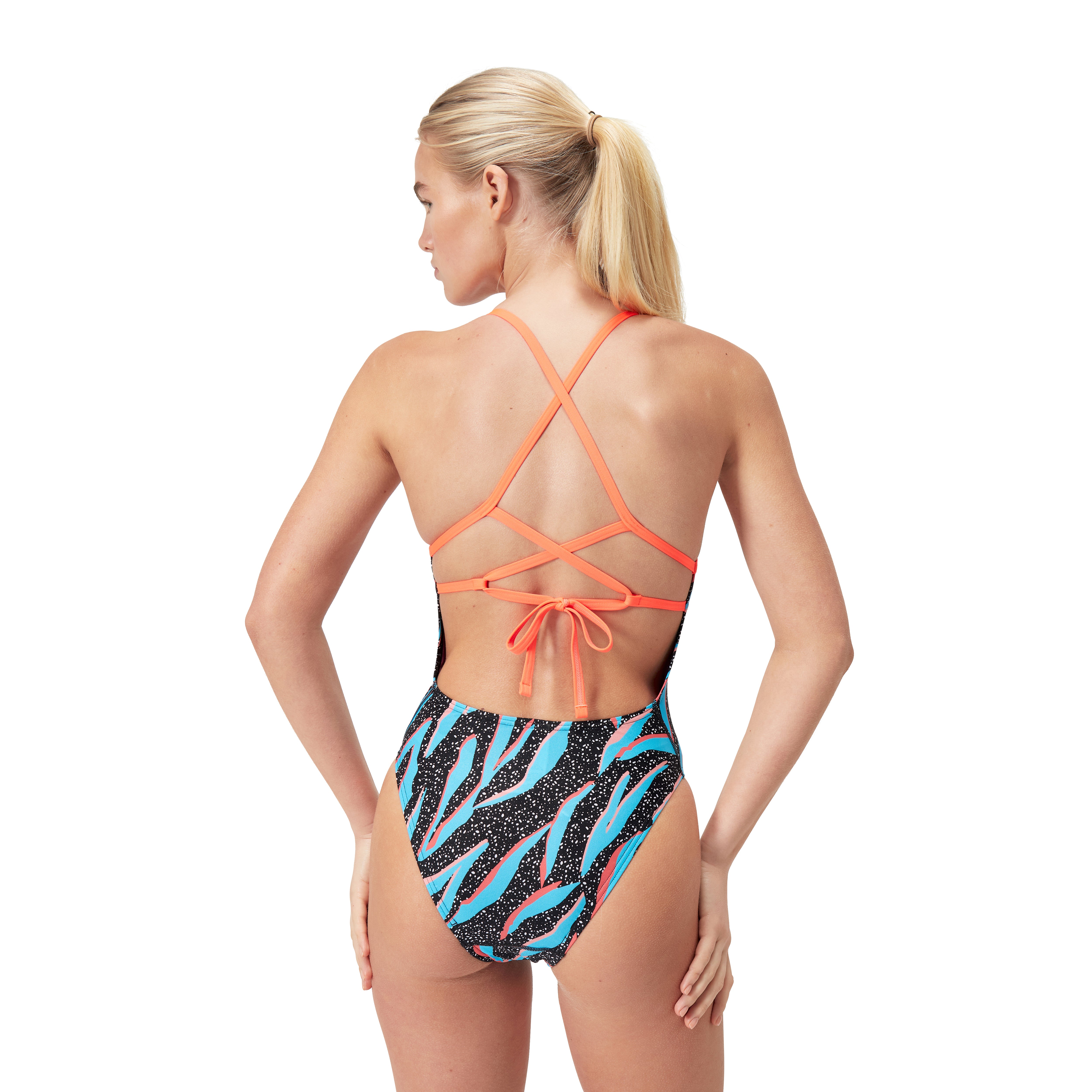 Womens Allover Digital Lattice Tie-Back